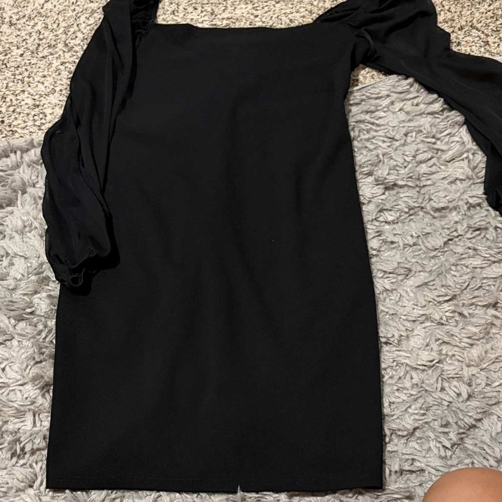 Express Black Square Neck Long Sleeve Dress